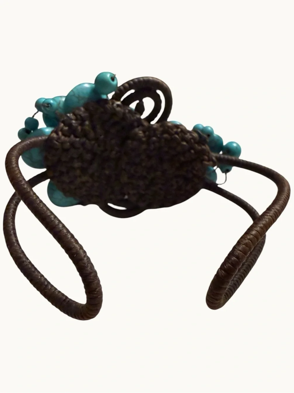 Turquoise Bead Flower Cuff Bracelet